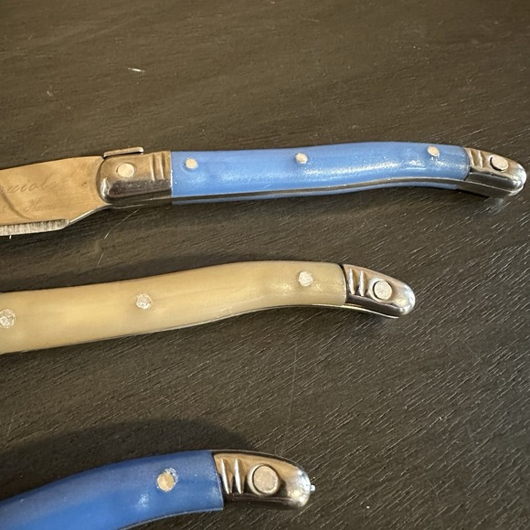 French Home Laguiole Blue & Neutral 3-Pc. Cheese Set Fancy Kitchenware Utensils - Picture 6 of 8